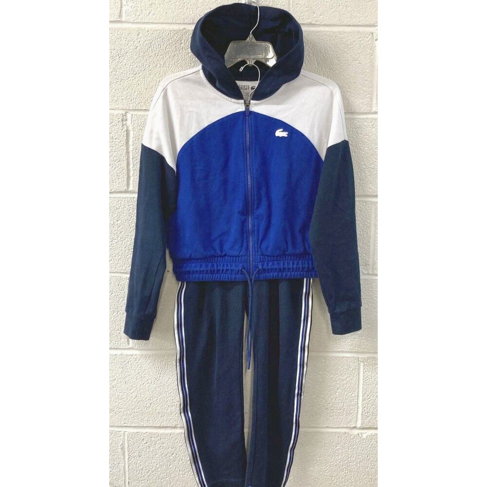 Lacoste Sport Colorblock Full Zip Long Jacket Blue White Large 42 Top 38 Waist